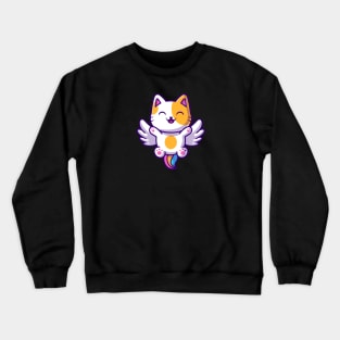 Happy Cat Unicorn Flying Cartoon Crewneck Sweatshirt